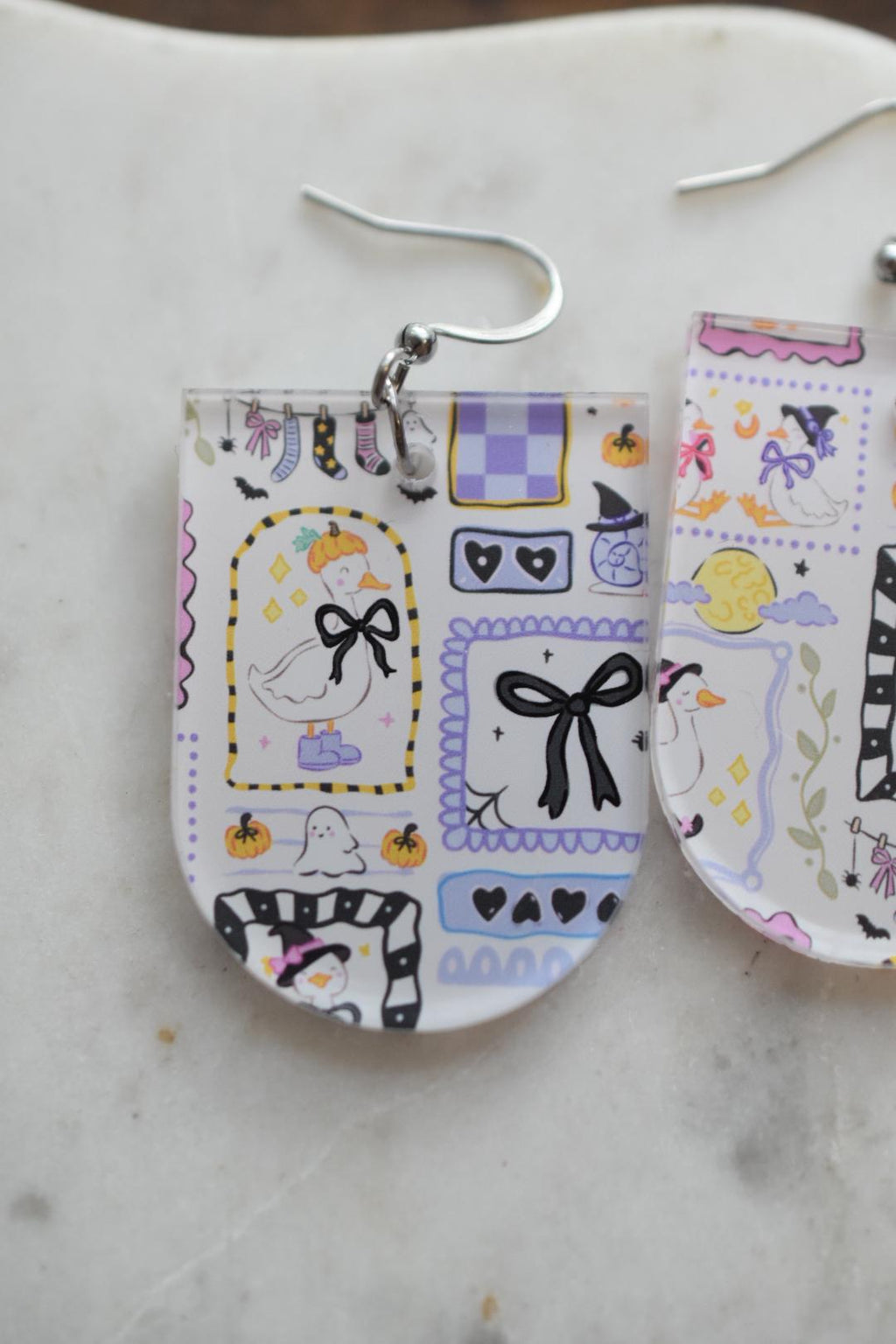 Patchwork Halloween Goose Spooky Earrings