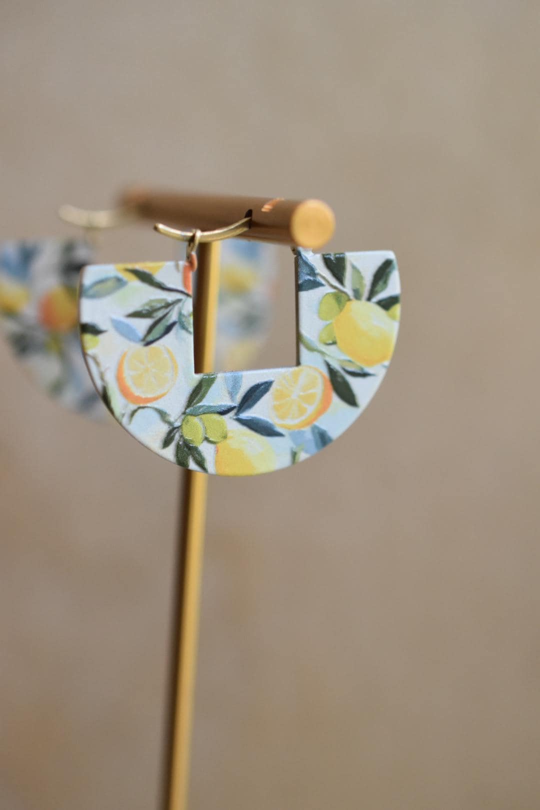 Lemon Hoop Earrings Mediterranean Summer