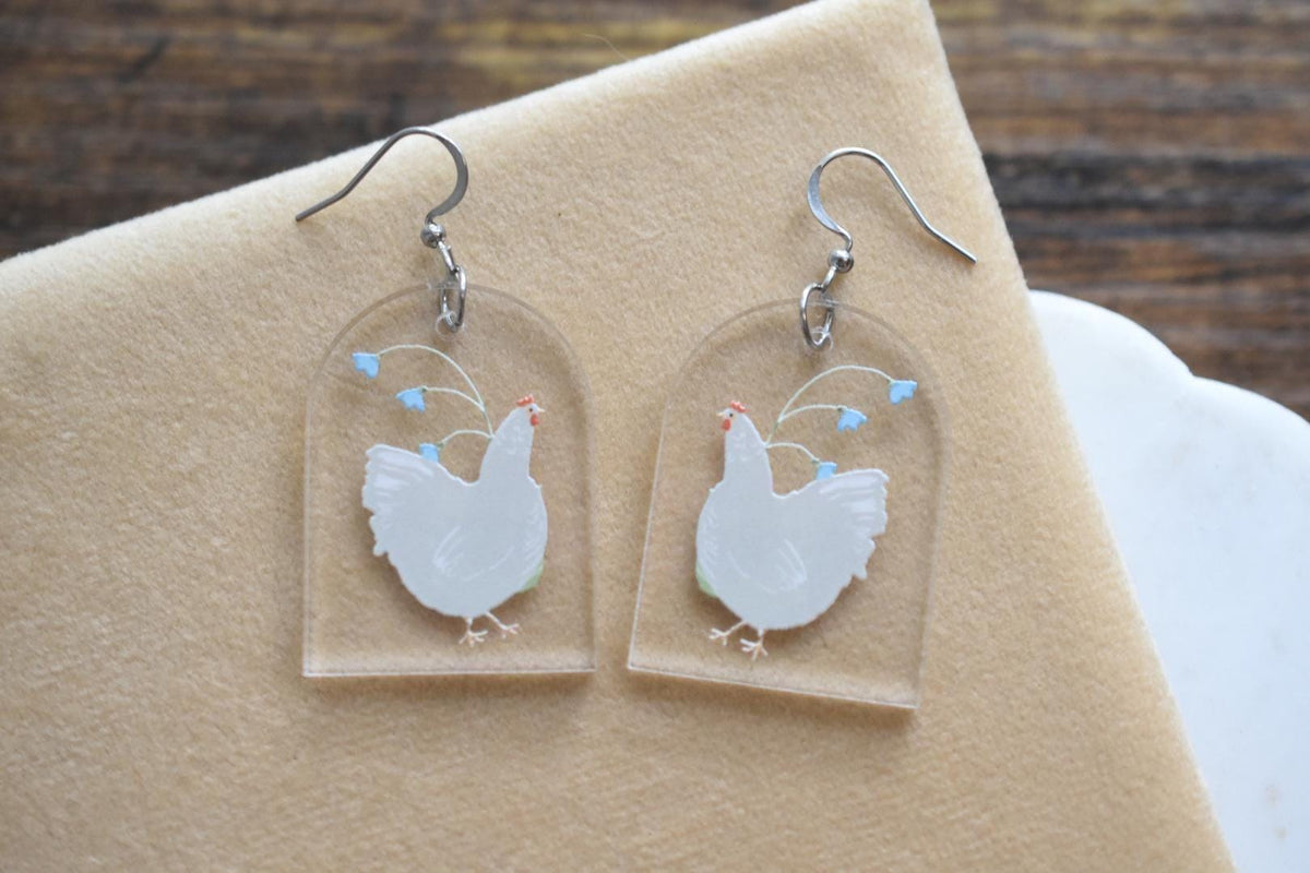 Whimsical Chicken Cottagecore Earrings