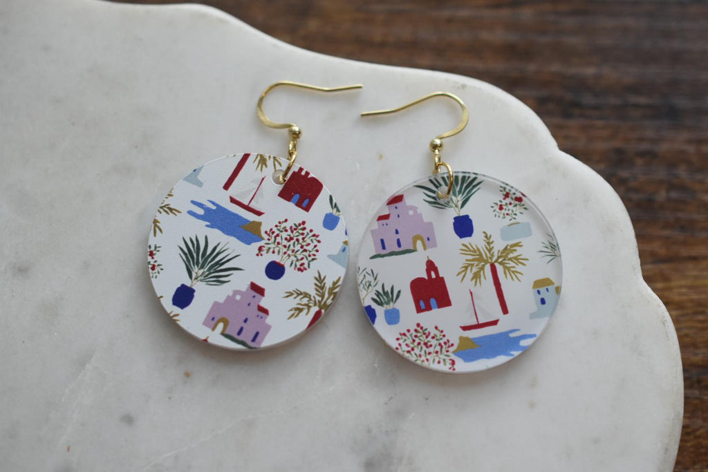 Mediterranean Coastal Earrings Greek Island