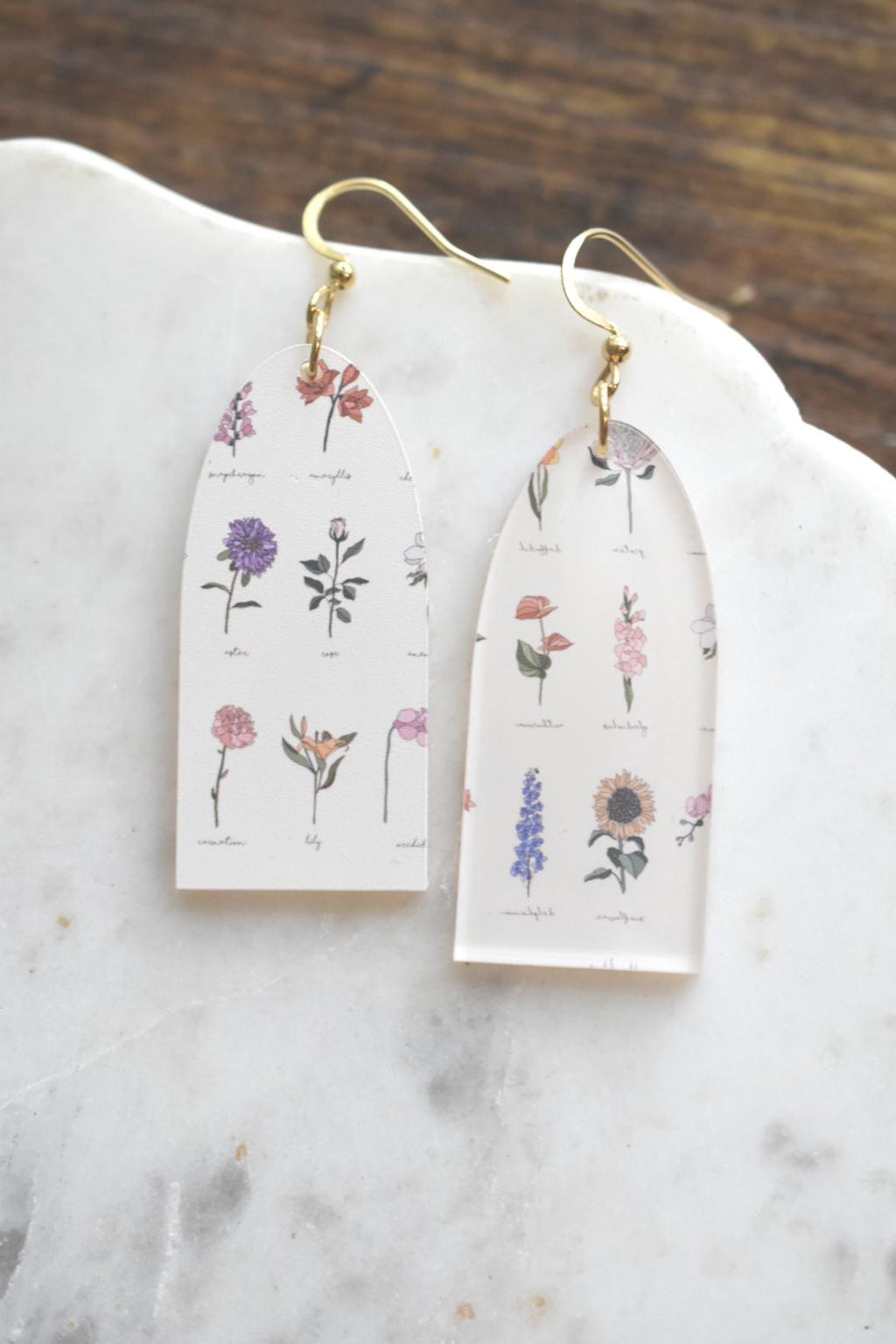Vintage Floral Wildflower Earrings Acrylic