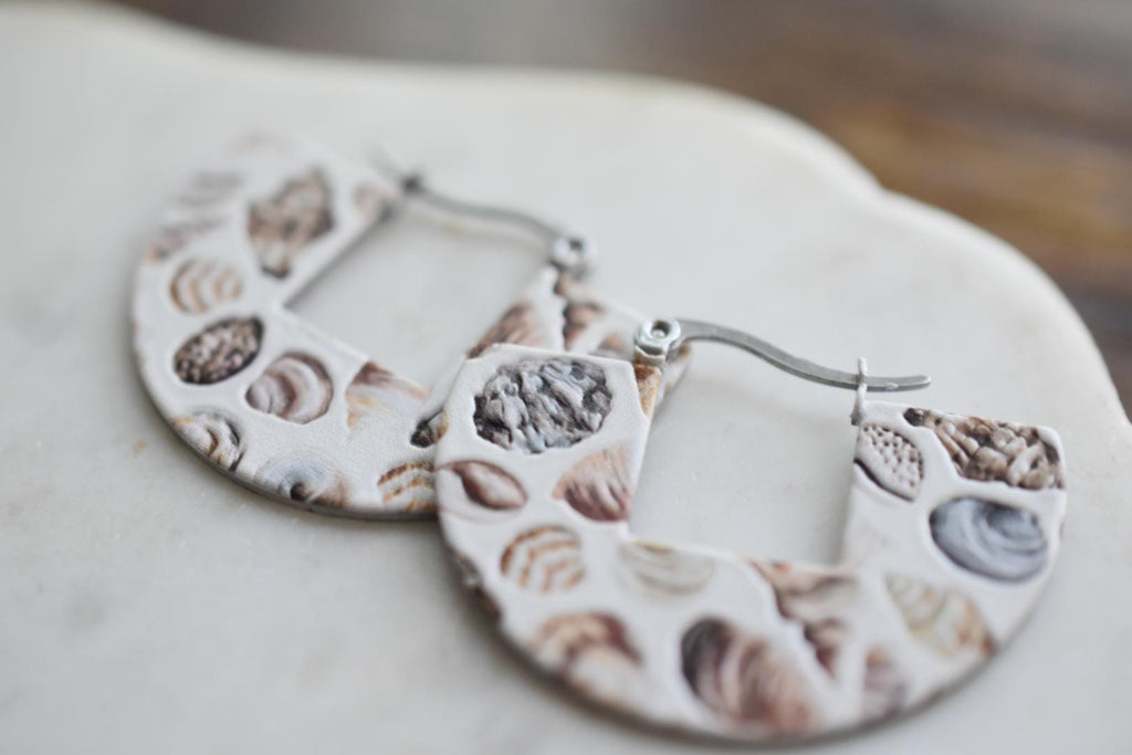 Seashell Hoop Earring Costal Pattern Jewelry