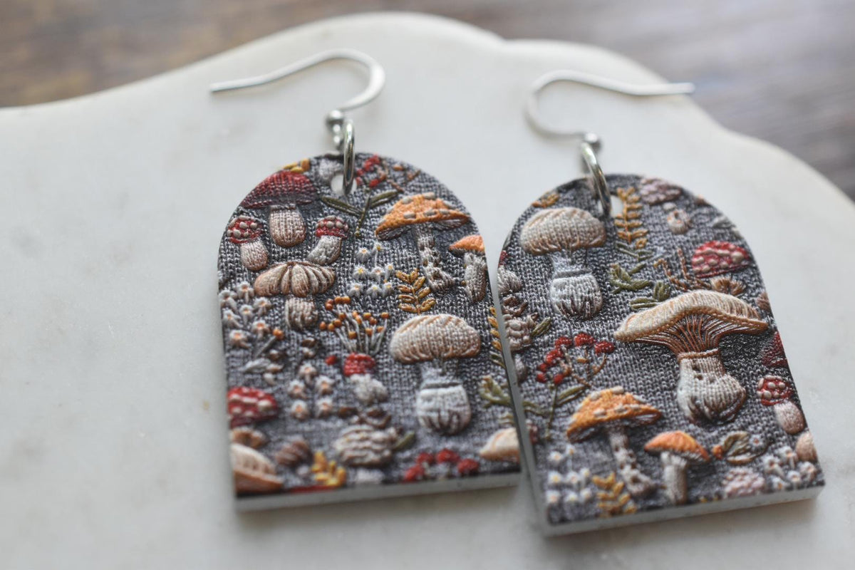 Cottagecore Mushroom Forest Acrylic Earrings