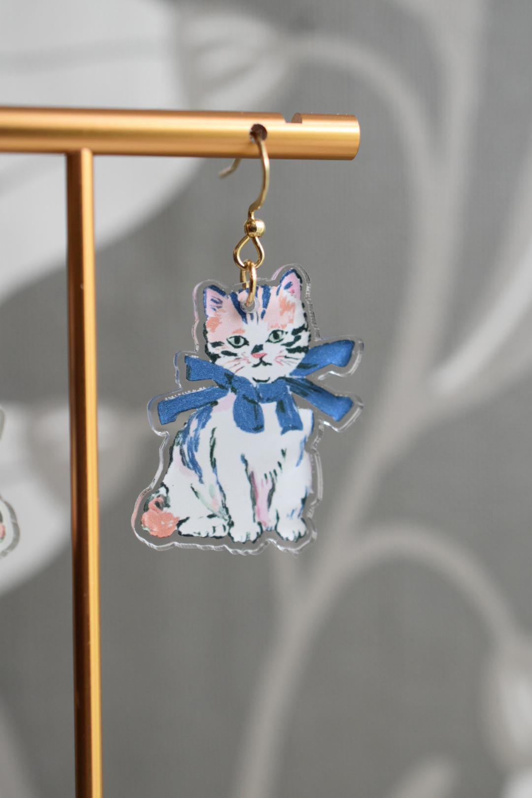 Cute Cat Whimsical Vintage Earrings