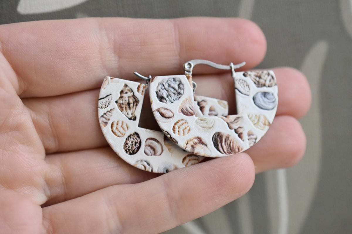 Seashell Hoop Earring Costal Pattern Jewelry