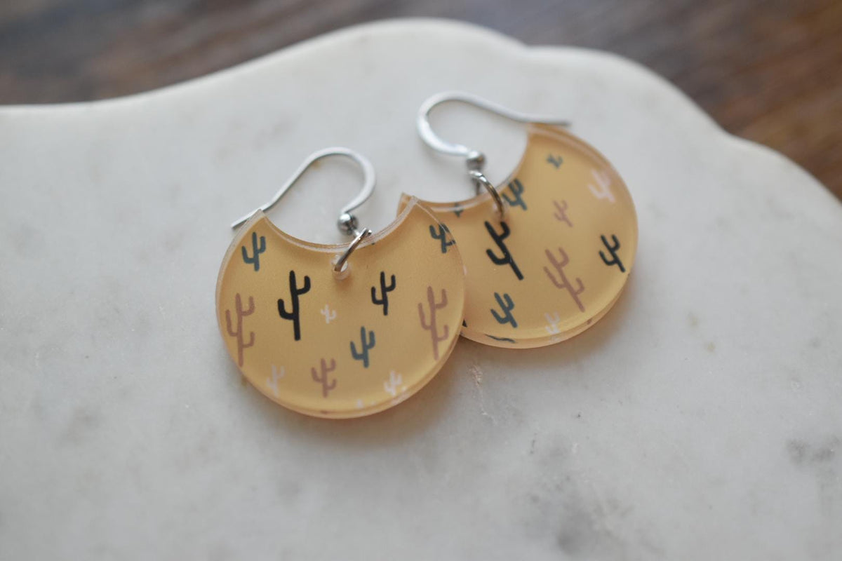 Boho Cactus Western Desert Earrings