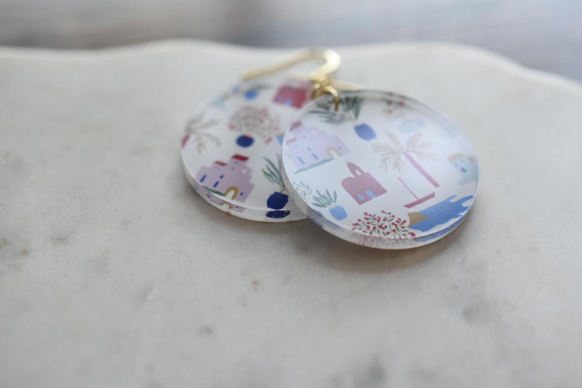 Mediterranean Coastal Earrings Greek Island