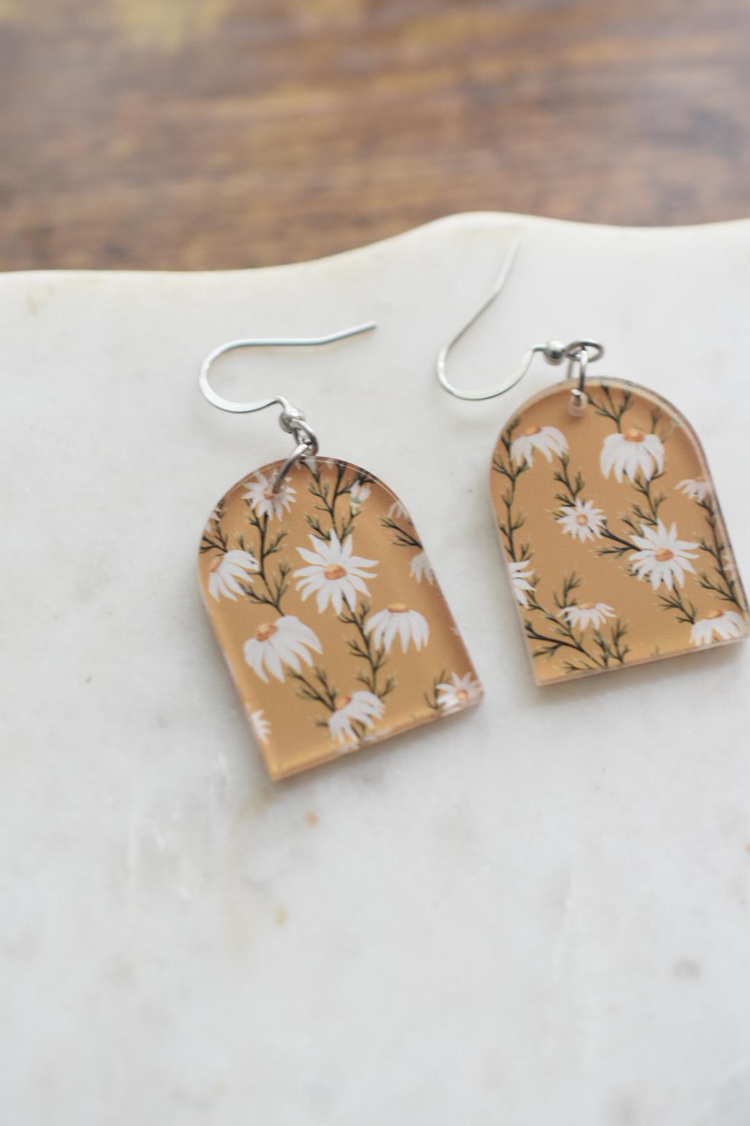 Mustard Daisy Cottagecore Earrings