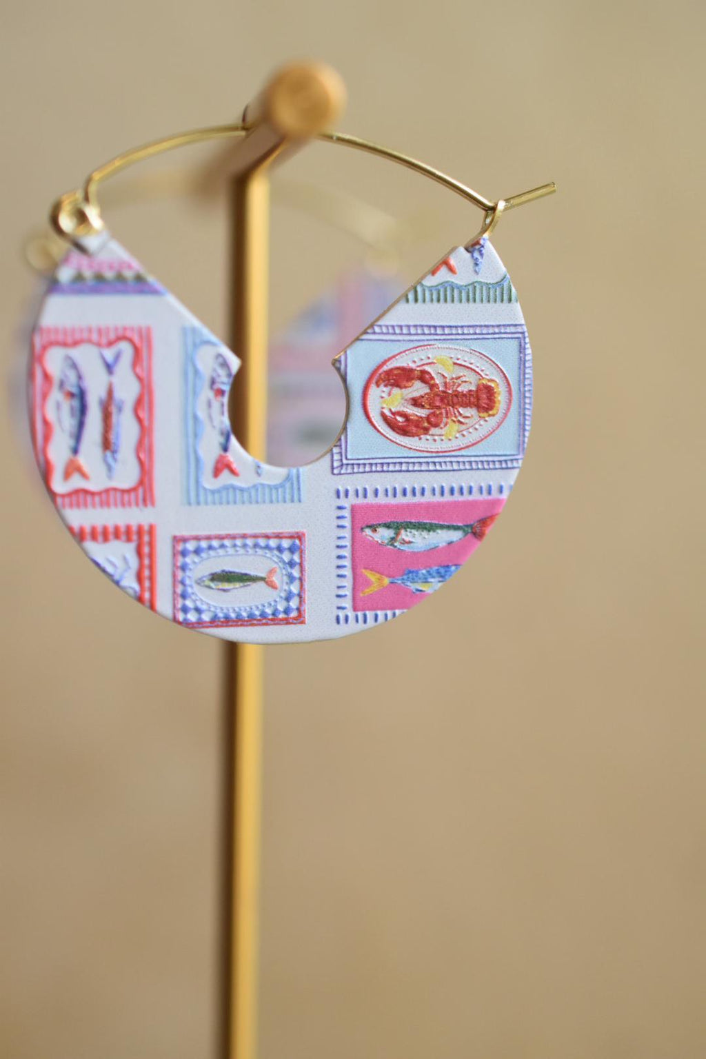 Embroidered Effect Seafood Coastal Earrings