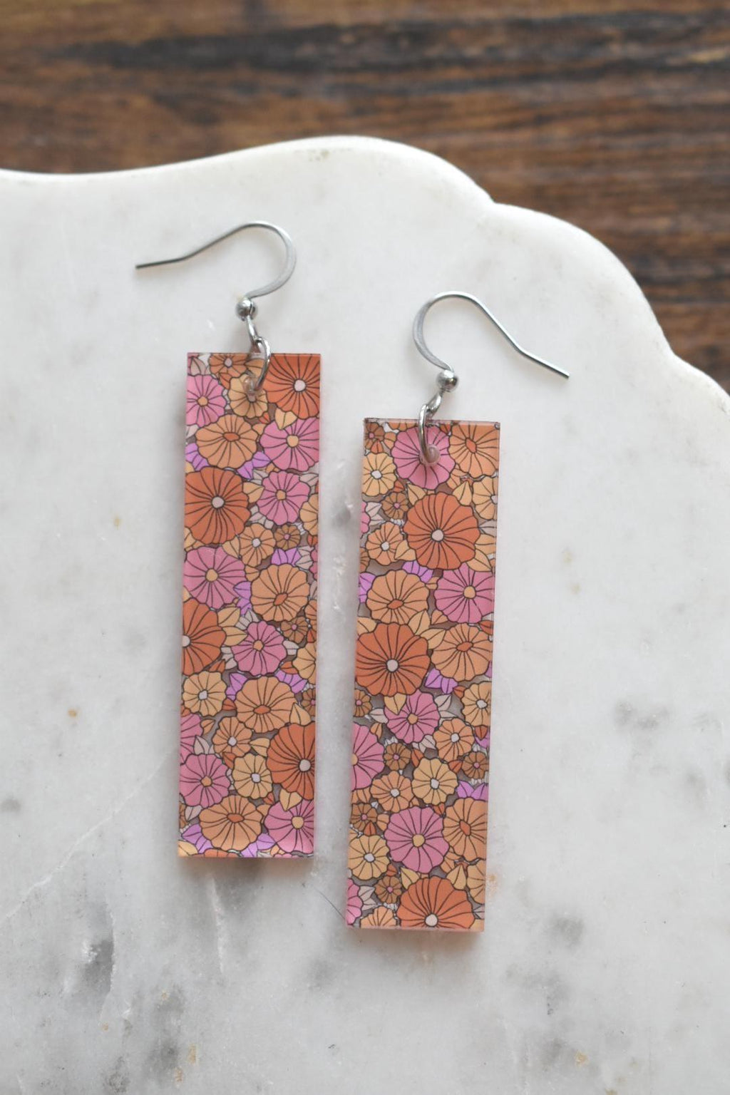 Retro 70s Floral Groovy Floral Earrings