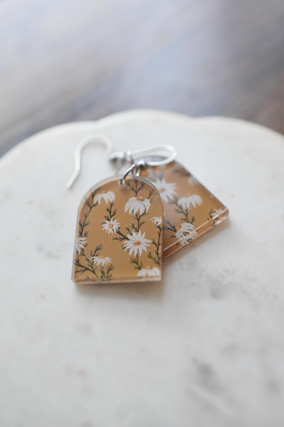 Mustard Daisy Cottagecore Earrings