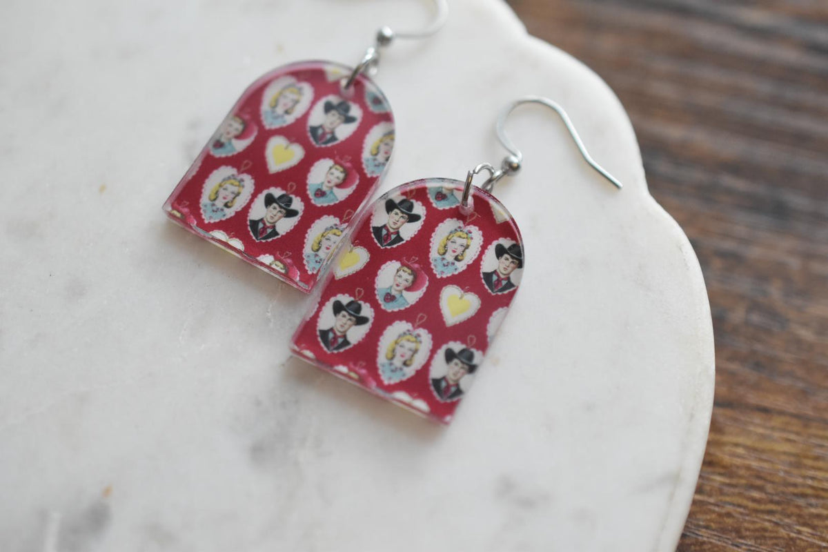 Vintage Western Kitschy Cowgirl Earrings
