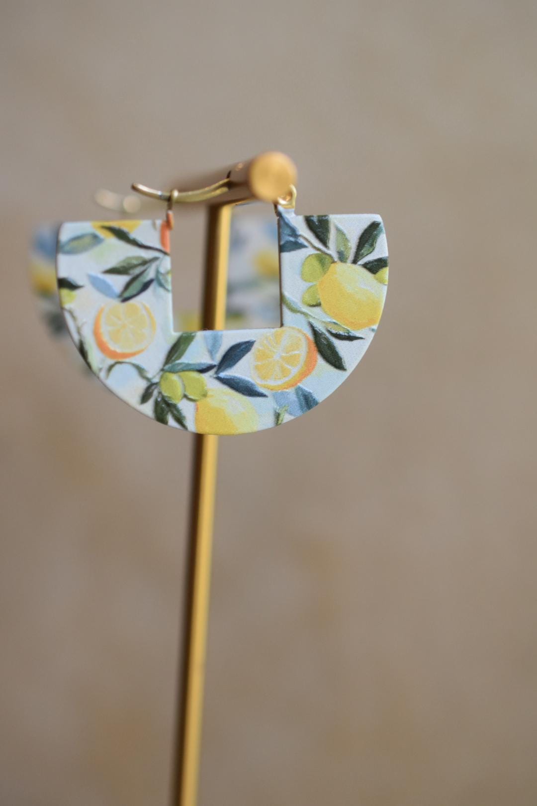 Lemon Hoop Earrings Mediterranean Summer