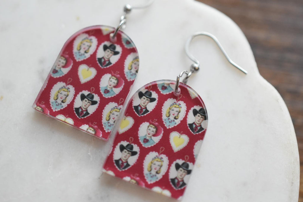 Vintage Western Kitschy Cowgirl Earrings