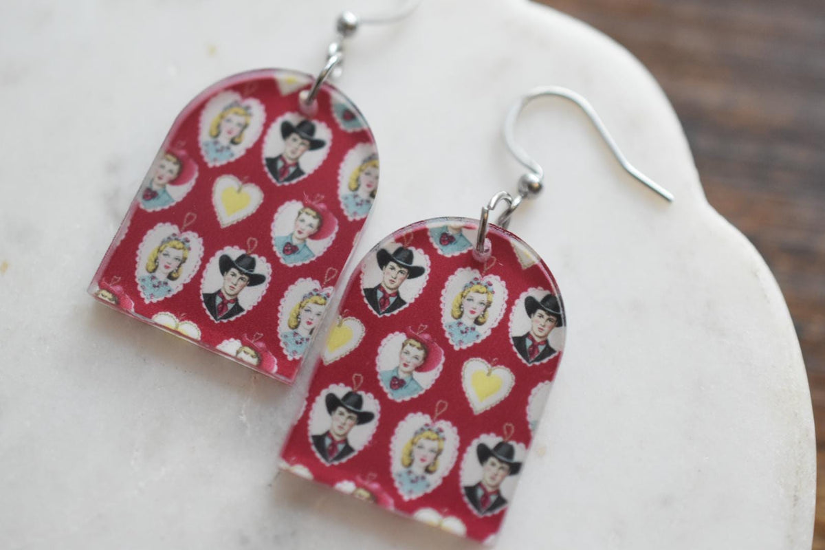 Vintage Western Kitschy Cowgirl Earrings