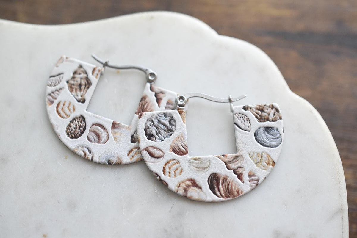 Seashell Hoop Earring Costal Pattern Jewelry