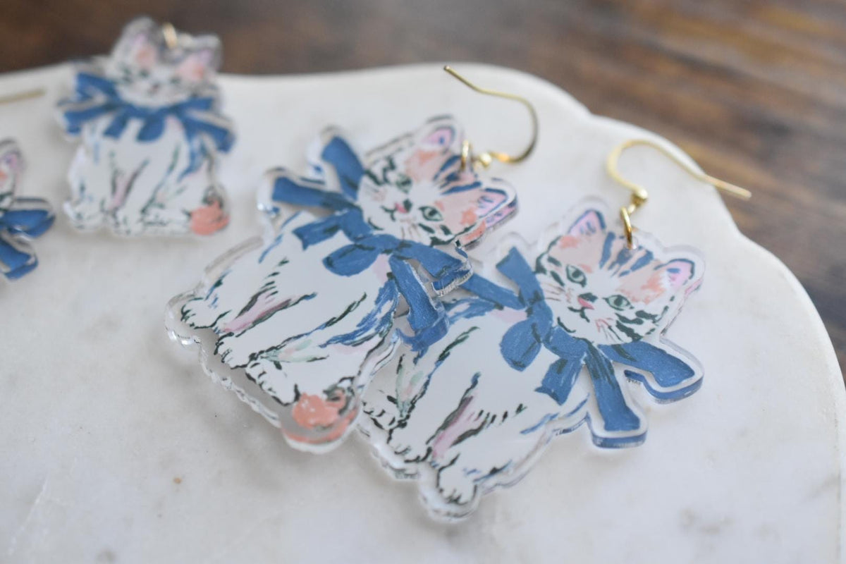 Cute Cat Whimsical Vintage Earrings