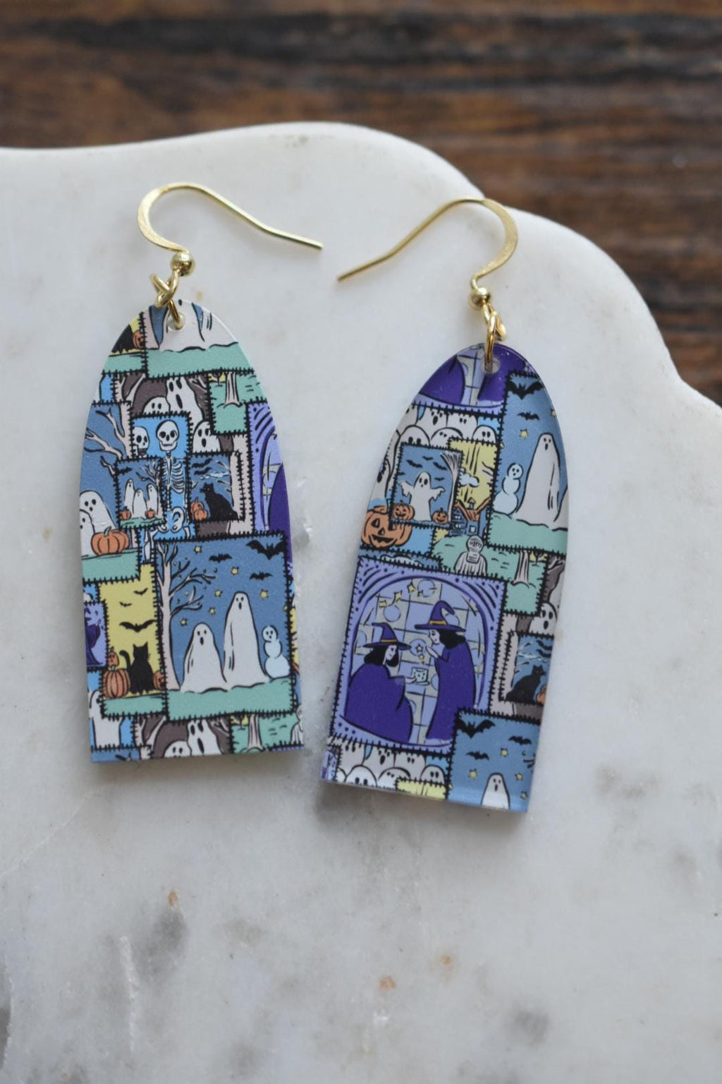 Halloween Patchwork Ghost Spooky Earrings