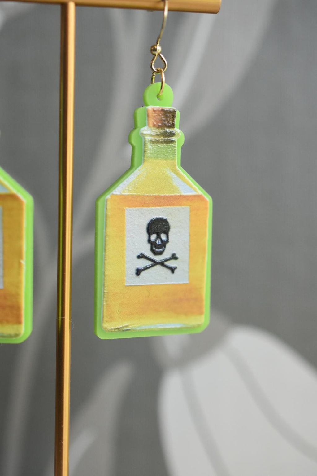 Poison Bottle Halloween Earrings:  Acrylic Jewelry