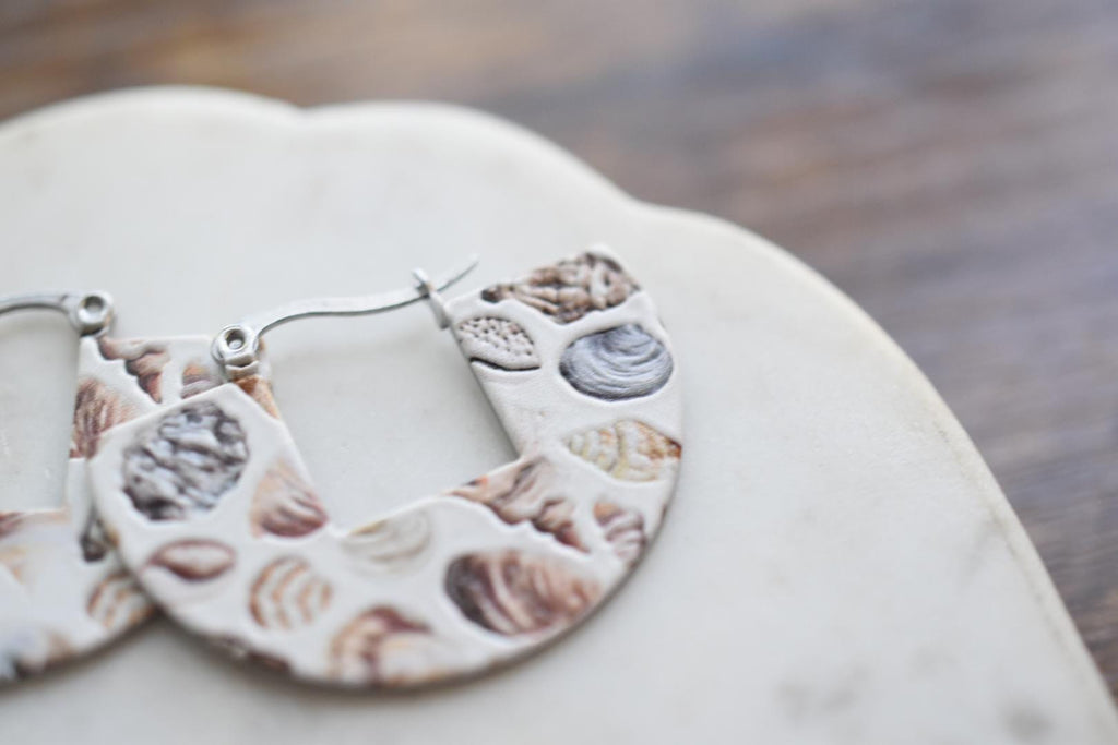 Seashell Hoop Earring Costal Pattern Jewelry