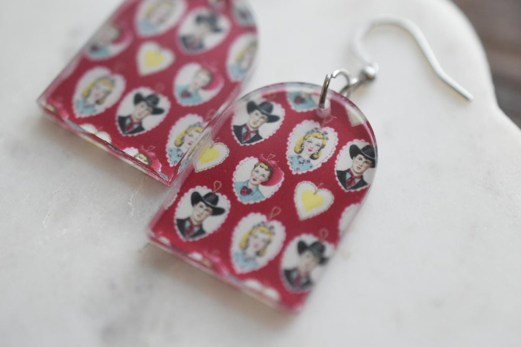 Vintage Western Kitschy Cowgirl Earrings