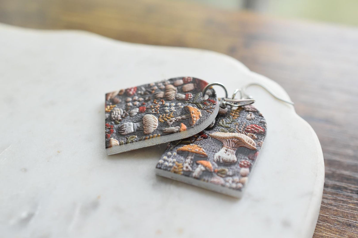 Cottagecore Mushroom Forest Acrylic Earrings