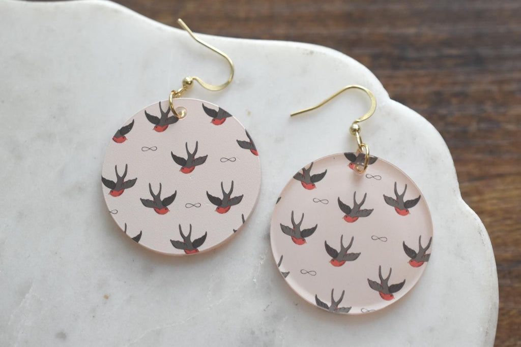 Vintage Swallow Tattoo Earrings