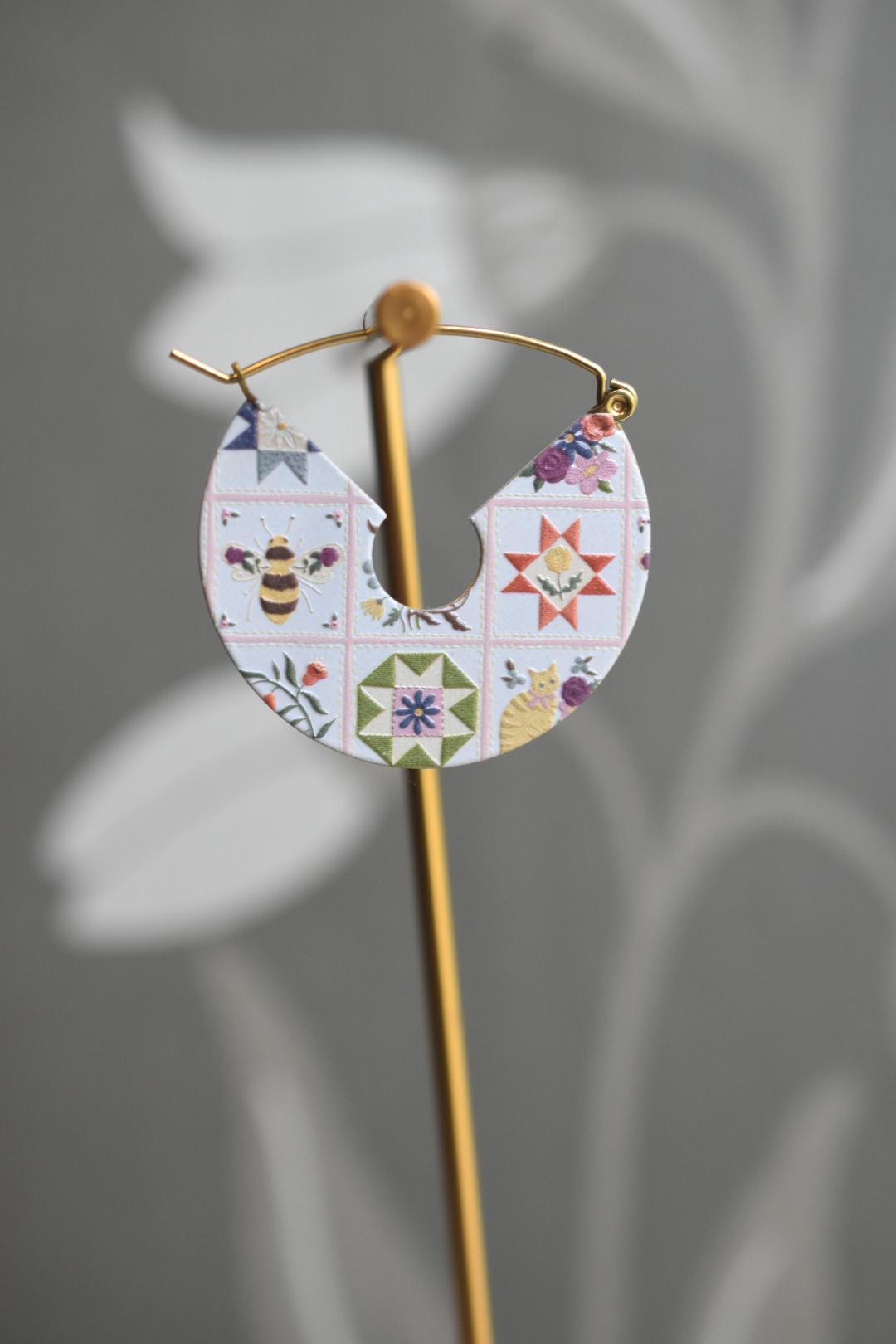 Textured Quilt Block Earrings Cottagecore Jewelry