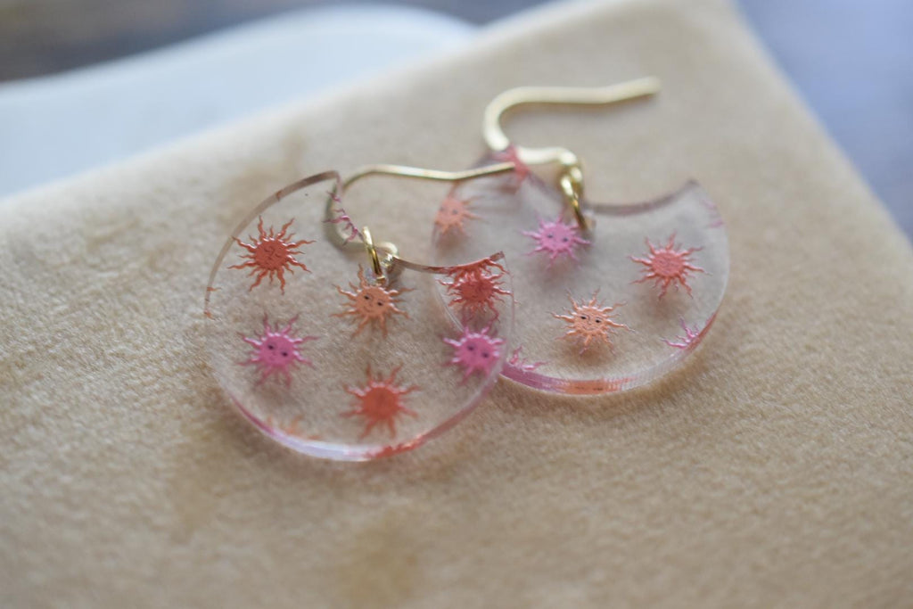 Cute Sun Boho Sunburst Earrings Acrylic