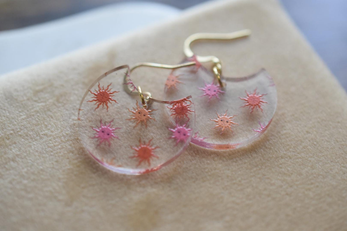 Cute Sun Boho Sunburst Earrings Acrylic