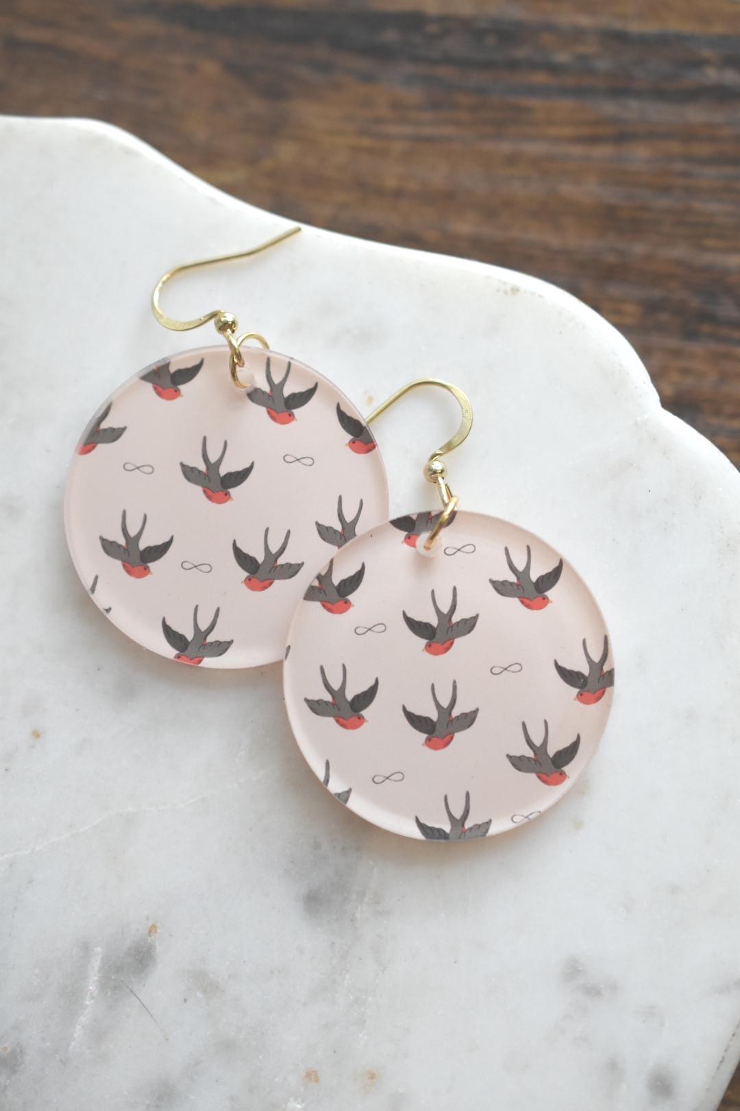 Vintage Swallow Tattoo Earrings